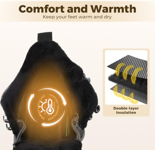 FitVille Men's Winter Boots Extra Wide, Water Resistant with Side Zipper, Non-Slip Warm Insulated Snow Outdoor Boots, Easy On/Off Comfortable