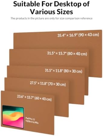 Leather Desk Pad Protector, 27.5" x 12", Camel Desk Mat