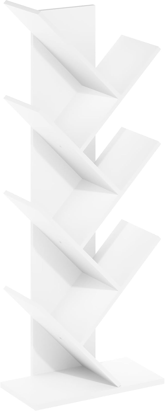 Furinno Tree Book Shelf, 7-Tier Bookshelf with Angled Open Shelf, Tree Bookcase for Room Decor, 8.4 x 15.7 x 39.4, for Organization and Storage, for Living Room, Bedroom, Home Office, White