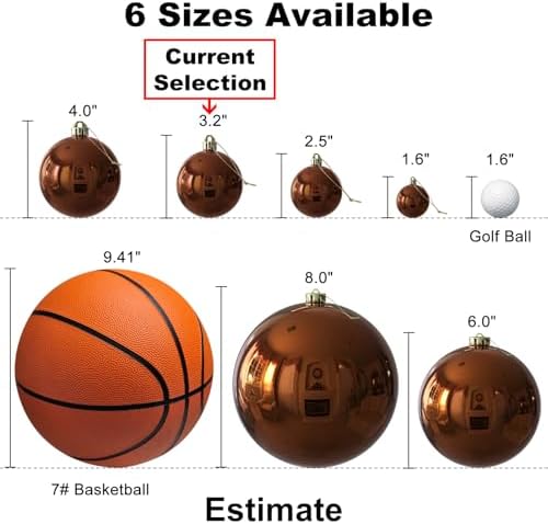 Bronze 3.2" Large Christmas Balls - Christmas Tree Decoration Ornaments Shatterproof Hanging Balls for Birthday Halloween Holiday Wedding Decorations Set of 10pcs