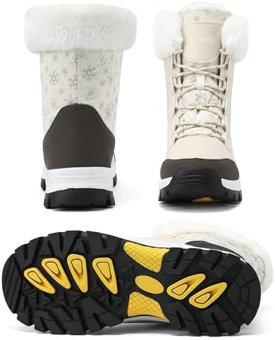 COOJOY Womens Waterproof Winter Snow Boots Warm Shoes Furry Mid Calf Lightweight Walking Hiking Booties