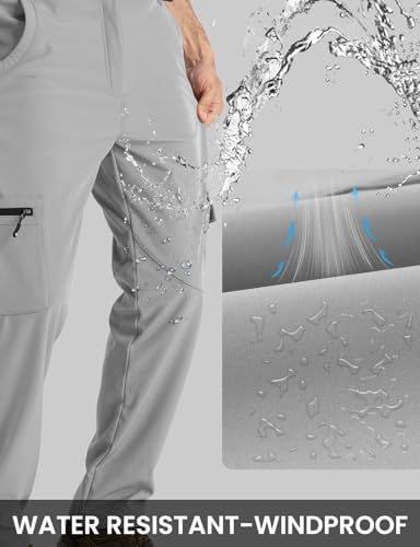 TBMPOY Men's Snow Ski Fleece Lined Hiking Pants Waterproof Winter Snowboard Warm Outdoor Insulated Pants Windproof