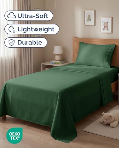 Twin Size 3 Piece Sheet Set - Breathable & Cooling Sheets - Emerald Green