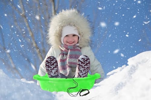 Superio Toboggan Snow Sled- 37” Plastic Slider for Kids and Adults- Heavy Duty Sled for 1 Rider with Pull Ropes for Downhill Sledding, Winter Outdoor Sports