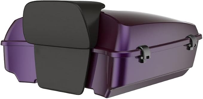 Advanblack Road Glide Tour Trunk Pack Hard Candy Mystic Purple Flake Chopped Tour Trunk Pack Backrest Pad for '97-'25 Harley Touring Road King Street Glide Electra Glide CVO models