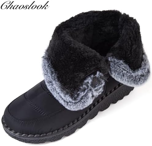 Womens Snow Boots Leather Winter Warm Boots Platform Ankle Booties