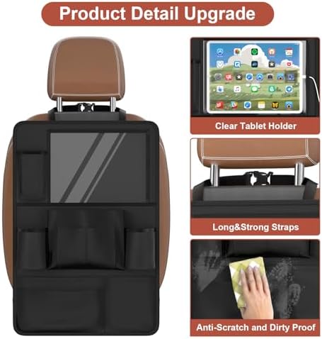 2 Pack Backseat Car Organizer with Tablet Charging Port for Kids Travel