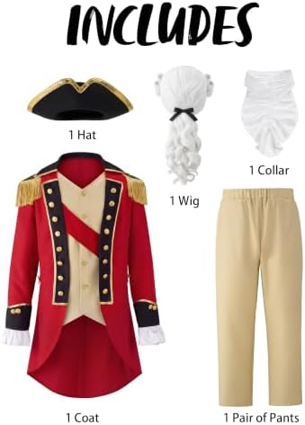 Spooktacular Creations Men's Red George Washington Costume, Colonial Costume Adult for Men, Historical Outfit for Cos