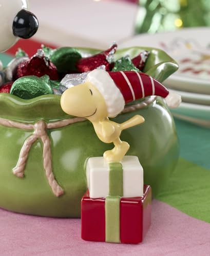 Lenox Peanuts Snoopy Christmas Santa Sack Candy Bowl
