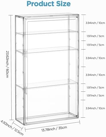 HBlife Baby Bottle Storage Organizer for Wall Countertop Cabinet, 4 Tiers Adjustable Clear Acrylic Bottles Storage Station Case Box Container with 3 Removable Dividers and Magnetic Door, Large