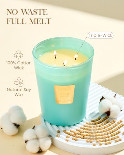 M&SENSE Summer Sea Air Soy Candle, 35oz 3-Wick, Summer Housewarming Gift