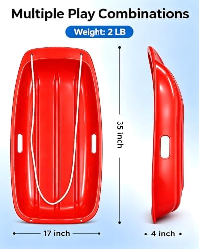 Snow Sled for Kids and Adult, Toboggan Sled with Plastic Cold-Resistant 35"