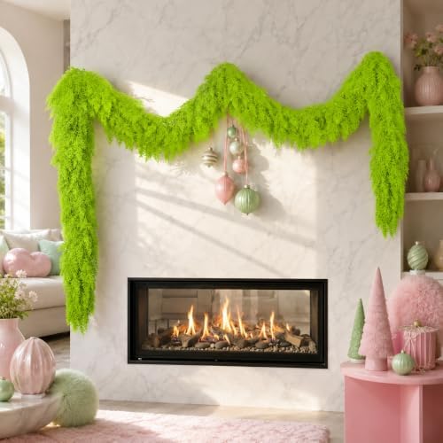 9Ft Christmas Cedar Garland, Lime Green Real Touch Christmas Decorations