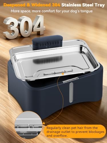 11L Elevated Dog Water Fountain No-Spill with 4 Heights Adjustable