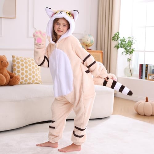 Animal Onesie Pajamas for Kids, Soft Flannel Halloween Cosplay Costume for Boys Girls