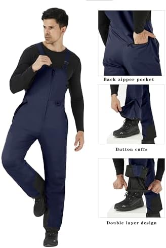 WULFUL Mens Insulated Snow Bibs Waterproof Winter Ski Pants Snowboarding Overalls