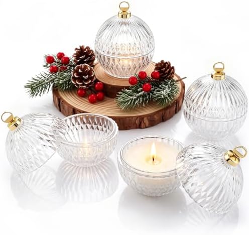 4 Pack 4'' Glass Christmas Candle Jars for Candle Making, Clear