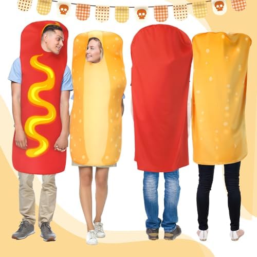Chicingyou 2 Pcs Hot Dog and Bun Costume Halloween Hot Dog Adult Costume