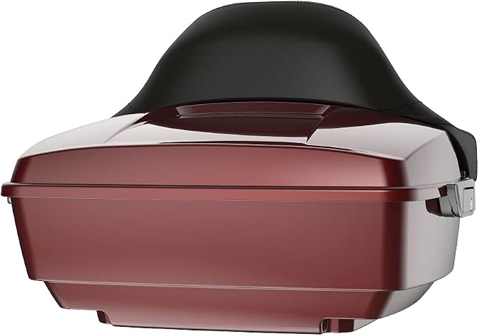 Advanblack Road Glide Tour Trunk Pack Stiletto Red King Tour Trunk Pack Luggage +Wrap-Around Backrest Pad for '97-'25 Harley Touring Road King Street Glide Electra Glide CVO models