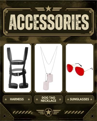 Women’s Pilot Costume, 4 Piece Military Aviator Romper with Harness & Tags