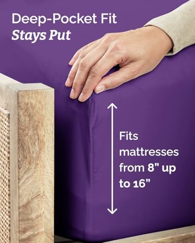 Full XL Sheets - 4 Piece Full XL Sheet Set - Breathable & Cooling - Purple
