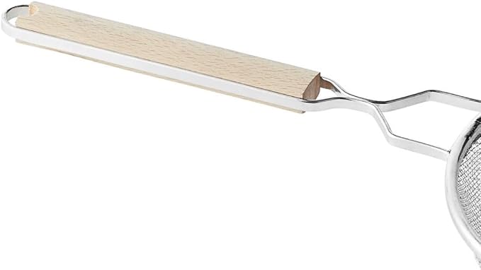 Soro Essentials- 10.25" Double Tinned Coarse Mesh Strainer with Pan Hook Wooden Handle- Food Sieve Strainer Kitchen Mesh Strainer Utensil for Cooking Rice Quinoa Pasta Fruits Vegetable Home Kitchen