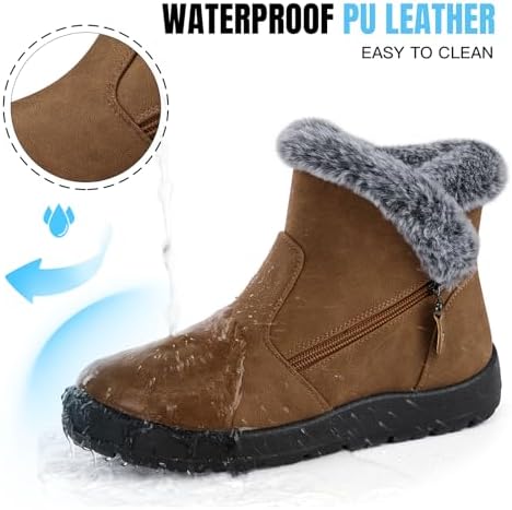 SHIBEVER Winter Snow Boots for Women: Waterproof Ankle Warm Fur Lined Boot