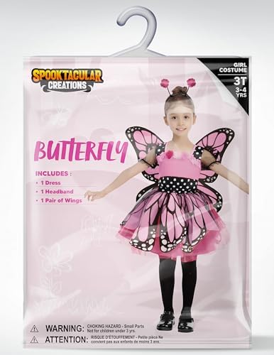 Spooktacular Creations Child Girls Butterfly Costume, Toddlers Butterfly Outfit w/Wings Headband for Kids Halloween Parties