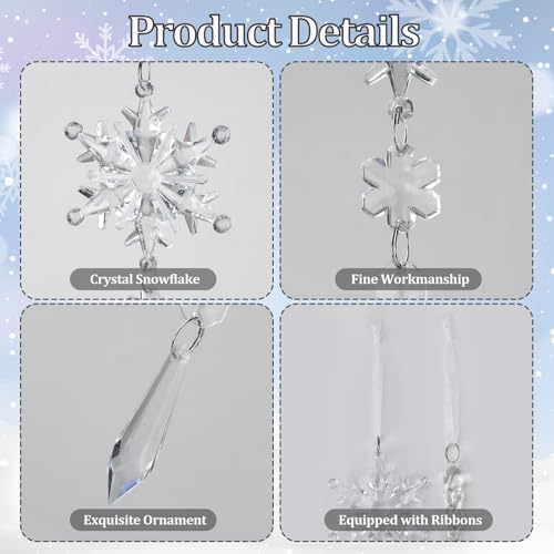 21Pcs Christmas Decorations for Xmas Tree Decor Clear Crystal Ornaments