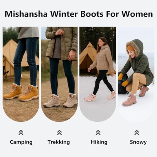 Mishansha Snow Boots for Women Warm Winter Hiking Boots Size 5.5-10.5
