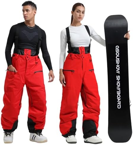 GSOU SNOW Mens Womens Snowboard Pants-Baggy Ski Snow Bibs