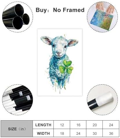 JDBeehpy Rural Farm Animal Art Prints Watercolor Lamb Painting Prints Farm Nursery Art Prints Farm Decoration Barn Animal (Unframed, Canvas Only) Wall Decoration 20x30inch(50x75cm)