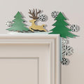 Christmas Door Topper Holiday Home Decor Funny Snowman Santa Claus Top Door Frame Corner Sign Decorations, Windows Walls DIY Craft for Christmas Party Ornament (Reindee)