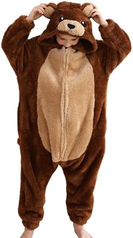 Animal Onesie Pajamas for Kids, Soft Flannel Halloween Cosplay Costume for Boys Girls