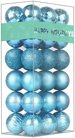 Baby Blue 2.5" Christmas Balls Christmas Tree Decoration Ornaments Shatterproof Hanging Balls for Birthday Halloween Holiday Wedding Decorations Set of 36pcs