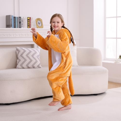 Animal Onesie Pajamas for Kids, Soft Flannel Halloween Cosplay Costume for Boys Girls