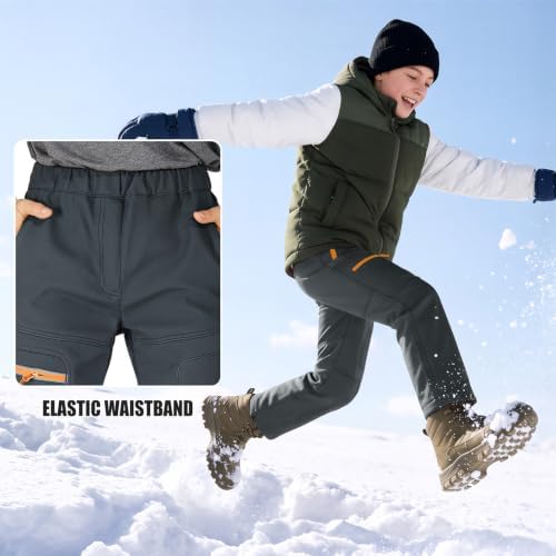 Boys Snow Pants Waterproof Fleece Lined Winter Ski Pants for Kids