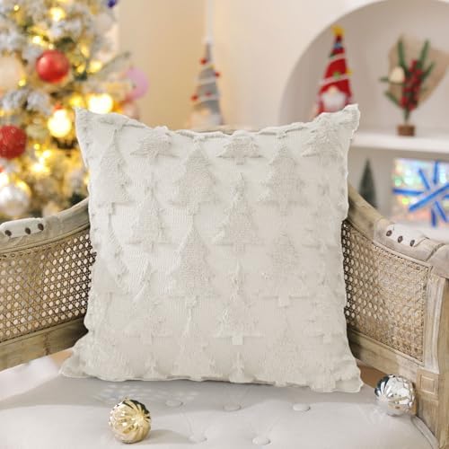 DFXSZ Christmas Tree Pillow Covers 20x20 Set of 2 Christmas Decor WhiteStar