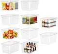HOYOJA 10 Pack Clear Plastic Storage Bins Pantry Organizers Bin with Handle