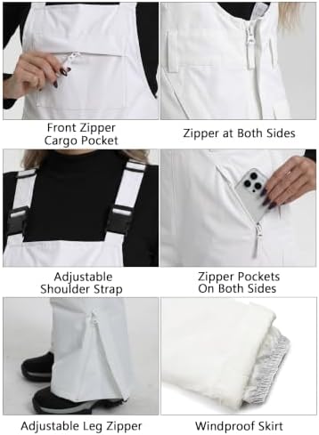 DAFENGEA Women's Ski Snow Bibs Adjustable Straps Overalls