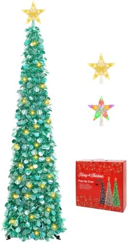 5FT Pop Up Christmas Tree with Lighted Top Star for Christmas Decorations
