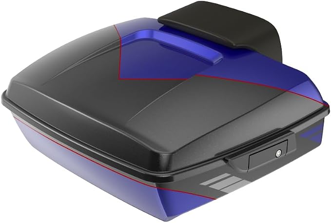 Advanblack 2025 RG Tour Trunk Pack Blue Streak Chopped Tour Trunk Pack Backrest Pad for '97-'25 Harley Touring Road King Street Glide Electra Glide CVO models