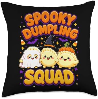 Squishy Kawaii Dumpling Spooky Squad Cute Halloween Kids Throw Pillow