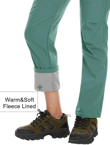 MAGCOMSEN Women's Fleece Lined Waterproof Insulated Snow Ski Pants Winter Warm Hiking Pants Outdoor Softshell