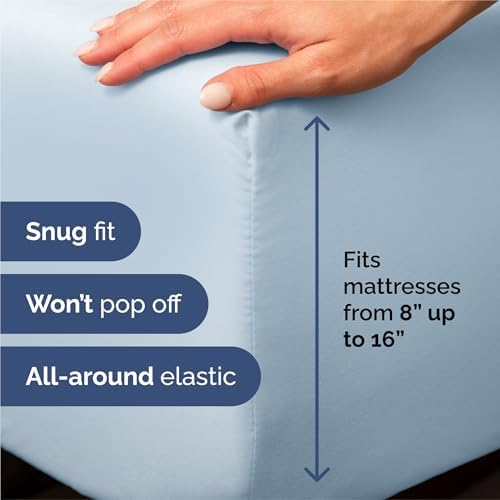 King Size 4 Piece Sheet Set - Comfy Breathable & Cooling Sheets - Sky Blue