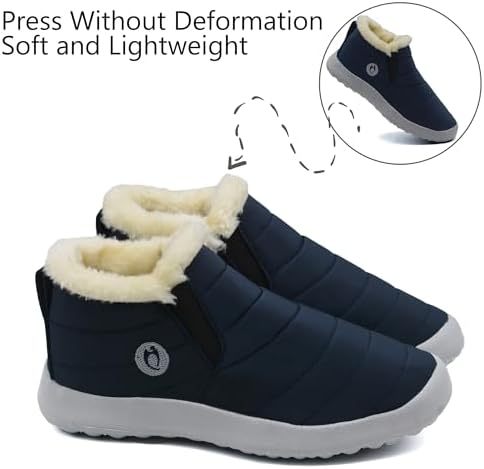 Winter Boots for Women Lightweight Comfortable Plush Waterproof Stylish Solid Color Ladies Ankle Shoes