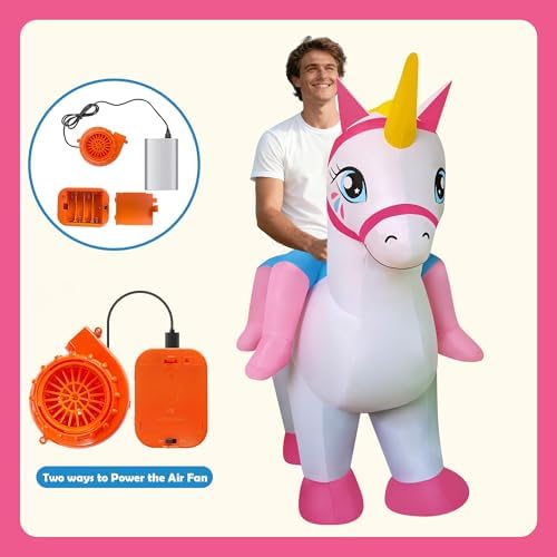 Inflatable Unicorn Air Blow Up Adult Couple Two Person Riding Costume Outfit for Halloween Christmas Easter Party Team Building