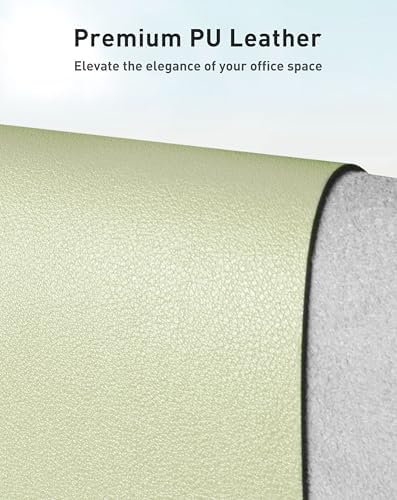 Aothia Faux Leather Desk Mat - Large Mouse Pad, Non-Slip PU Leather Blotter, Waterproof Writing Surface for Office and Home (Grass Green, 63" x 24")
