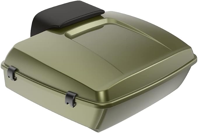 Advanblack Road Glide Tour Trunk Pack Mineral Green Metallic Chopped Tour Trunk Pack Backrest Pad for '97-'25 Harley Touring Road King Street Glide Electra Glide CVO models