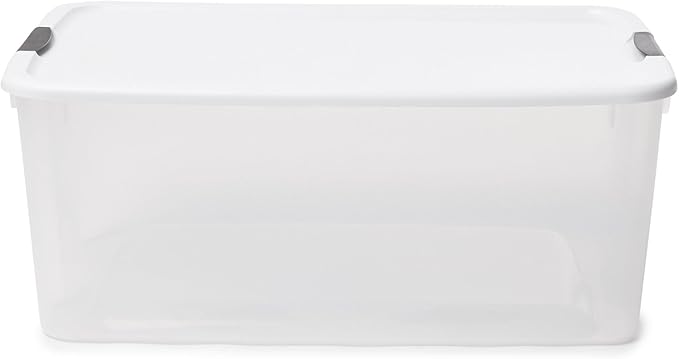 Sterilite 16-Pack Ultra Latching Box, Storage Bins with Lids, Clear Plastic, 116 Quart - Heavy-Duty Organizing Containers for Closet, Bathroom, and Office